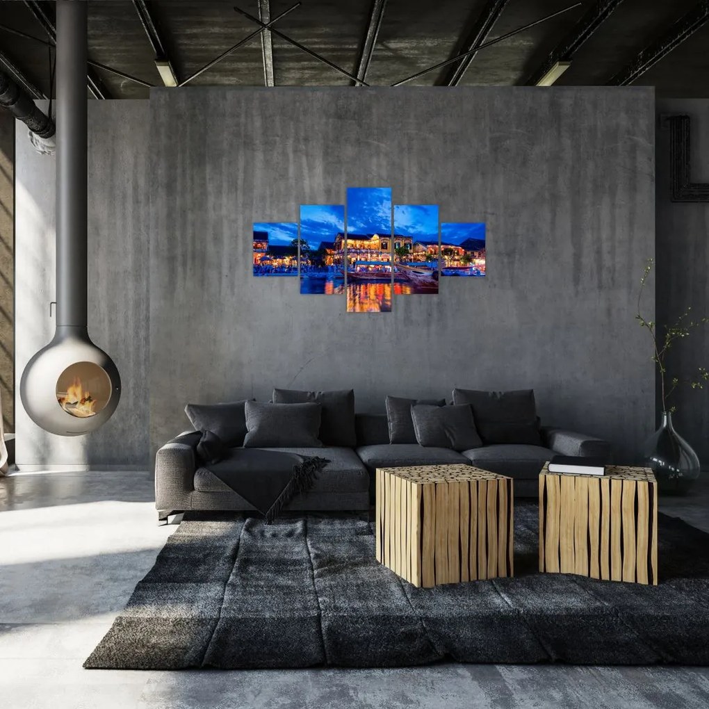 Obraz nocnego miasta Hoi An w Wietnamie (125x70 cm)
