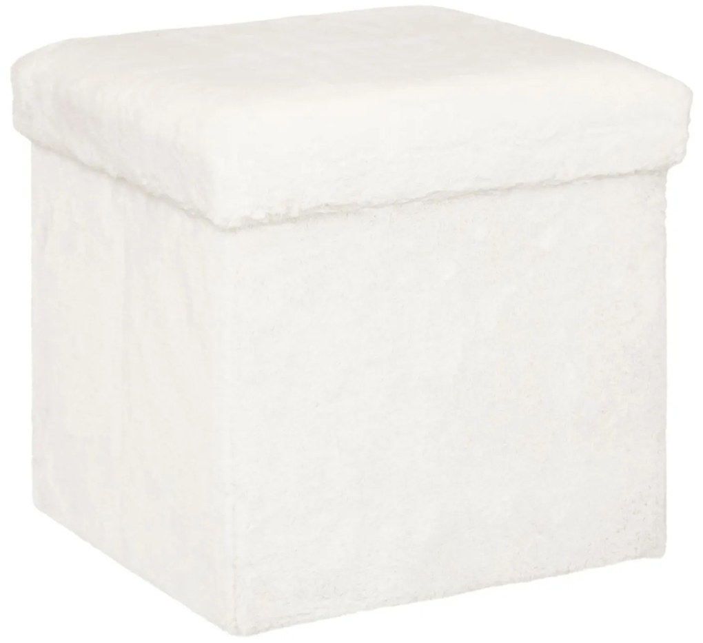 Pufa ze schowkiem Ezzio, materiał z efektem boucle, wys. 38 cm