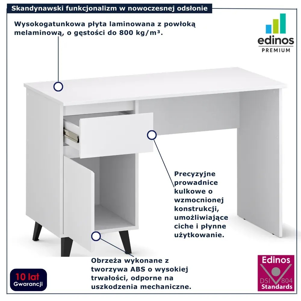Białe biurko skandynawskie z szafką C7-F32