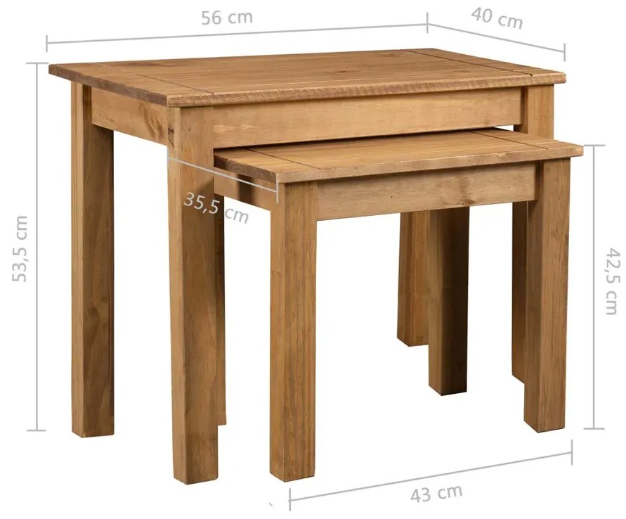Zestaw 2 stolików wsuwanych pod siebie drewno sosnowe S7-D84