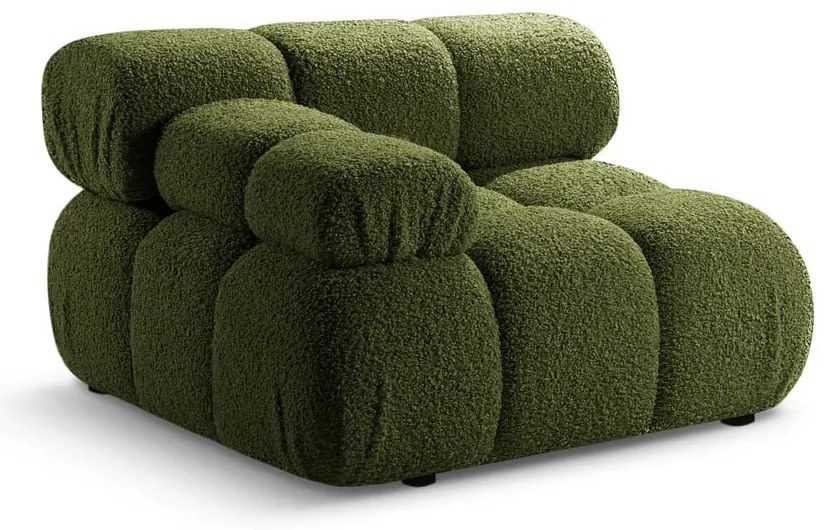 Zielony moduł sofy z materiału bouclé (lewostronny) Bellis – Micadoni Home