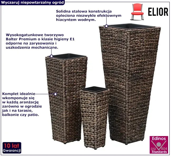 Komplet brązowych donic z hiacyntu wodnego T6-D93