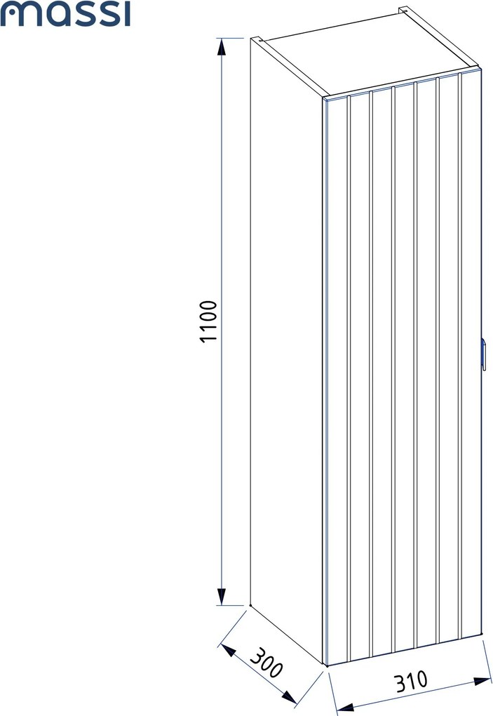 Szafka łazienkowa słupek wisząca zielona lamelowy front 31 x 30 cm CUSCO