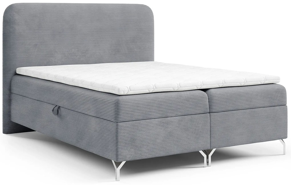 Szare sztruksowe łóżko z pojemnikiem 5 rozmiarów T5-W01