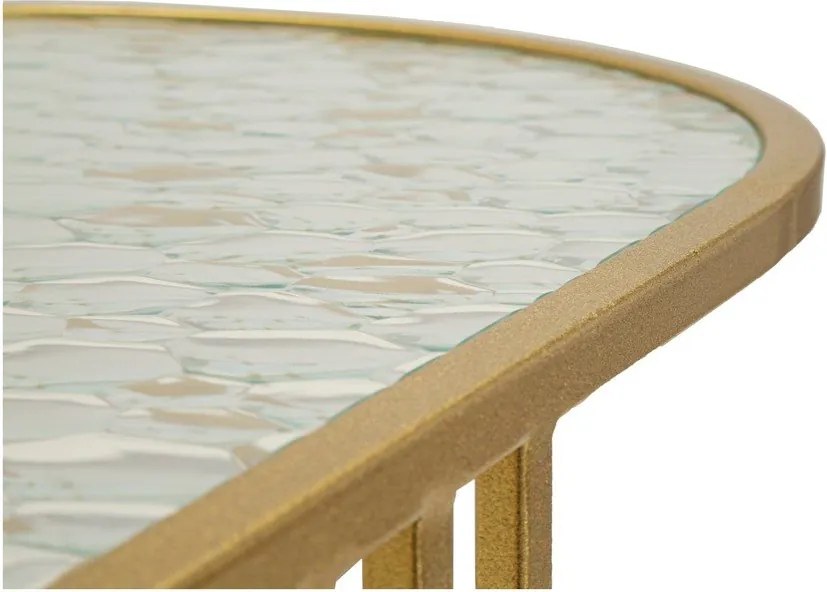 Stolik w biało-złotym kolorze ze szklanym blatem 50x90 cm Antalia – Mauro Ferretti