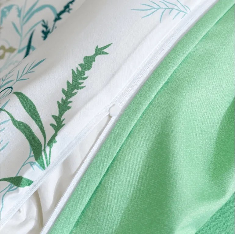 PrzytulneMieszkanie.pl PrzytulneMieszkanie.pl Pościel z mikroflanelu VERDELLE biało-zielona Rozmiar pościeli: 70 x 90 cm | 140 x 200 cm