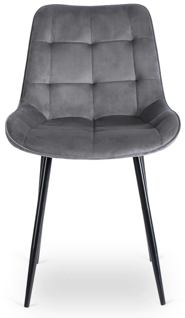 Zestaw Stół Okrągły Rozkładany HARRY 102-142 cm Dąb Craft/Czarny i 6 Krzeseł Tapicerowanych CHRIS Szarych Nowoczesnych