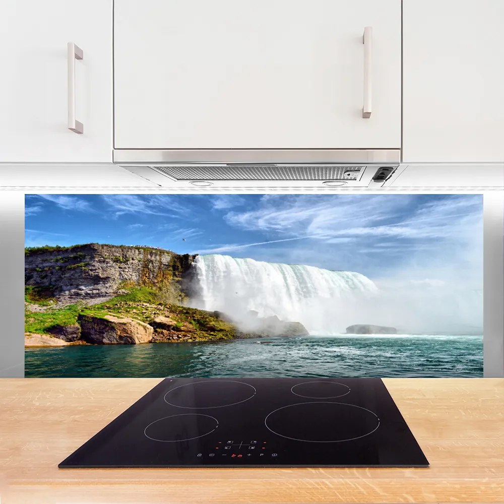 Szkło do Kuchni na Ścianę Kaskada Wody nad Oceanem