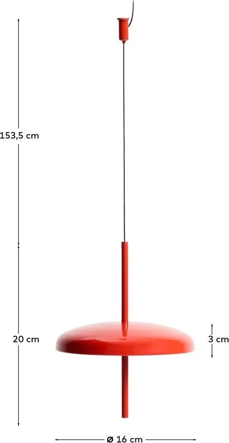 Czerwona lampa sufitowa LED ze ściemniaczem z metalowym kloszem ø 16 cm Porte – Kave Home