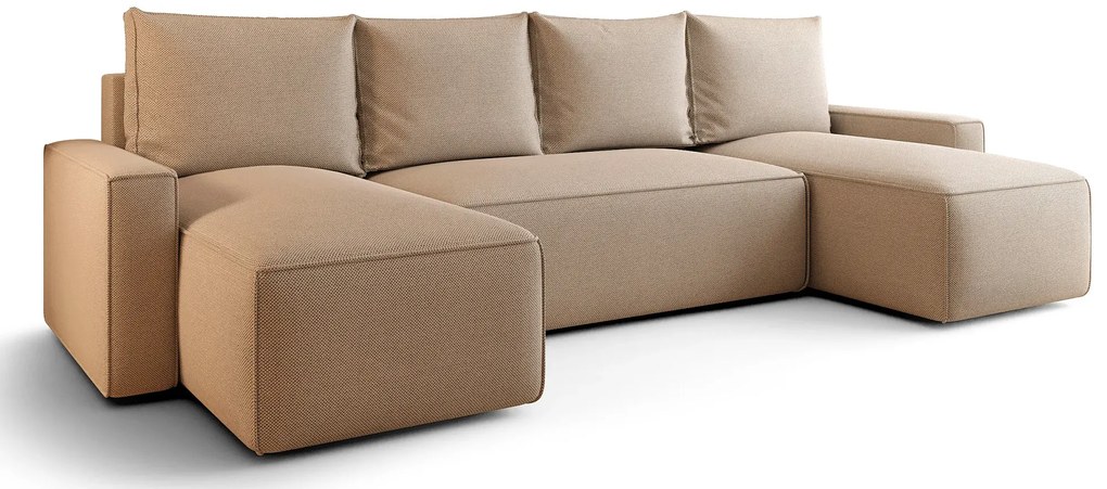 Ciemnobeżowy narożnik tapicerowany U z pojemnikiem - Meltix 3X