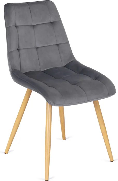 Krzesło Tapicerowane do Salonu RODRI Szare Welurowe Nowoczesne Loft
