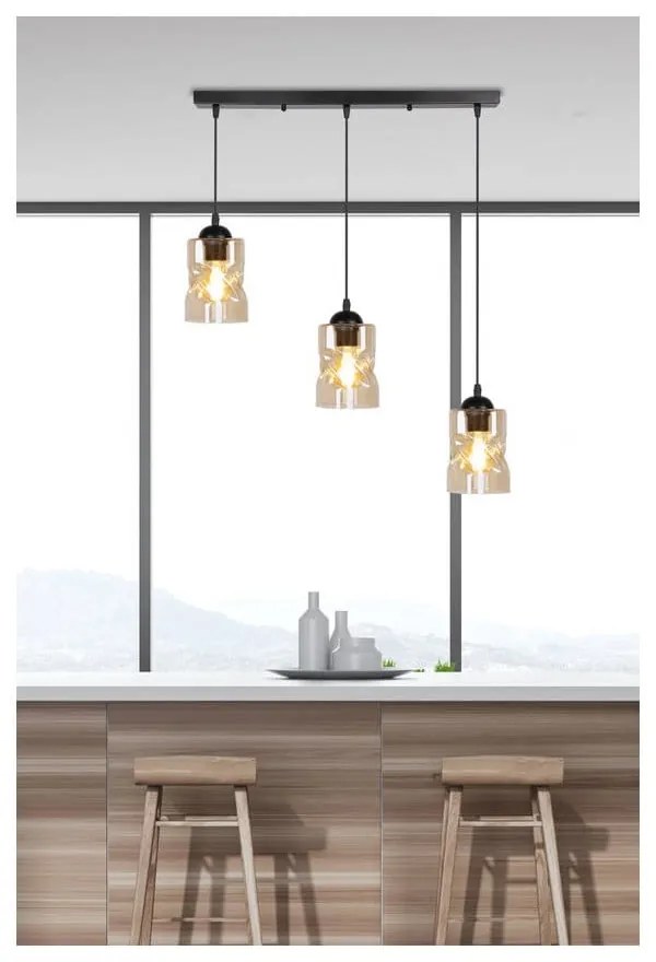 Czarna lampa wisząca ze szklanym kloszem 10x62 cm Felis – Candellux Lighting