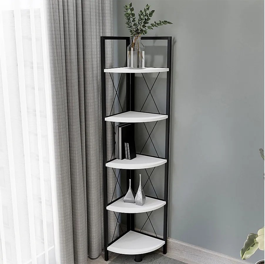 Metalowa półka narożna z drewna Insasi 5px