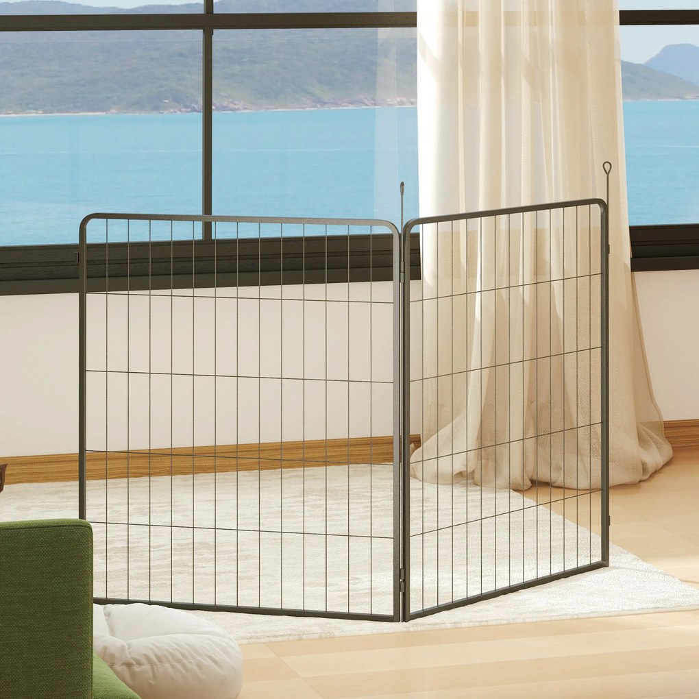 PawHut Zestaw 2 Paneli Rozszerzających dla Wybiegu Szczeniąt, Panele Ogrodzeniowe, Plac Zabaw dla Zwierząt, Ogrodzenie z Stali, Czarny