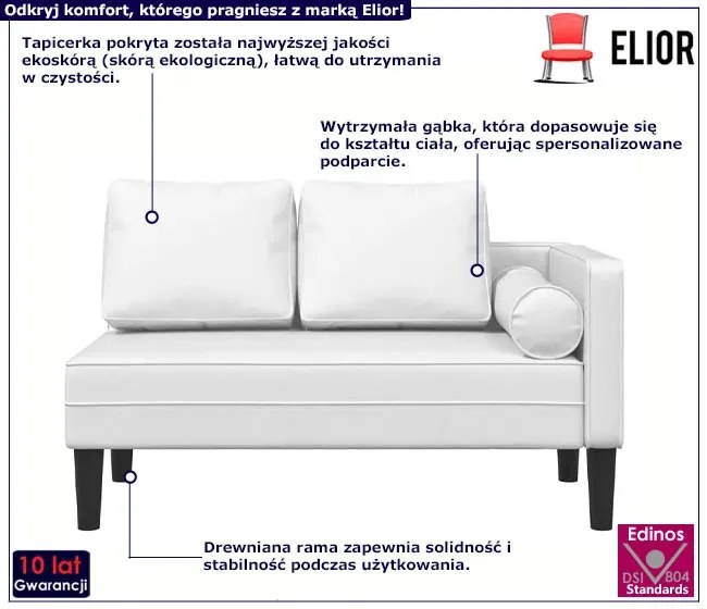 Biały szezlong z ekoskóry - Elenor