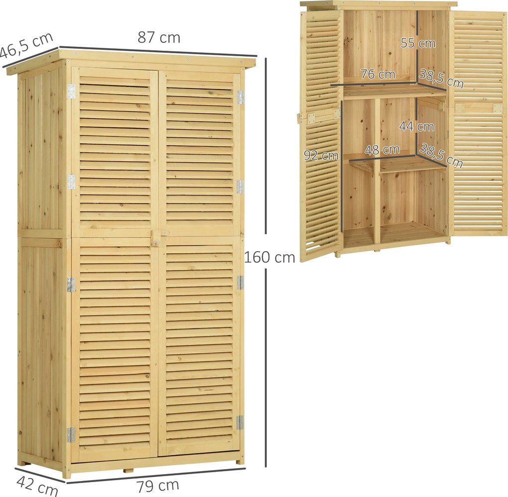 Outsunny szafka ogrodowa drewno szafka na narzędzia szopa na narzędzia z asfaltowym dachem szara