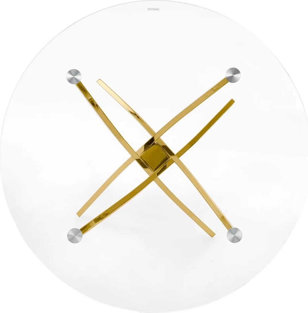 Szklany stół w stylu glamur Raymond na złotych nogach