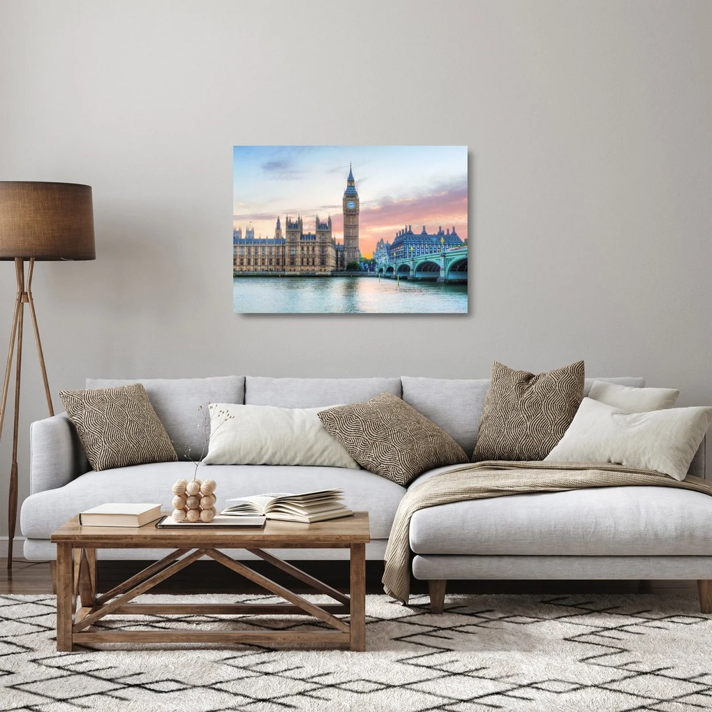 Obraz na szkle - Londyn w pastelowych kolorach (70x50 cm)