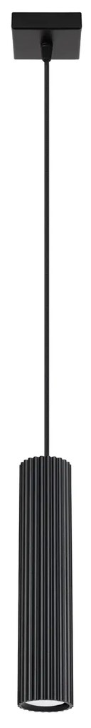 Lampa wisząca KARBON 1 czarna ryflowana SOLLUX  LIGHTING