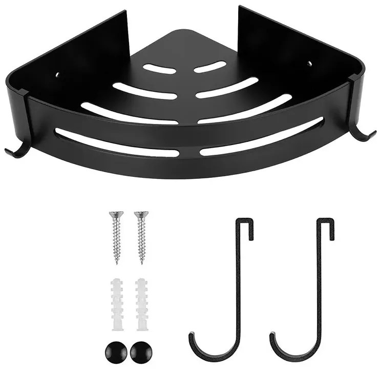 Czarna narożna półka do kabiny prysznicowej W0-G56