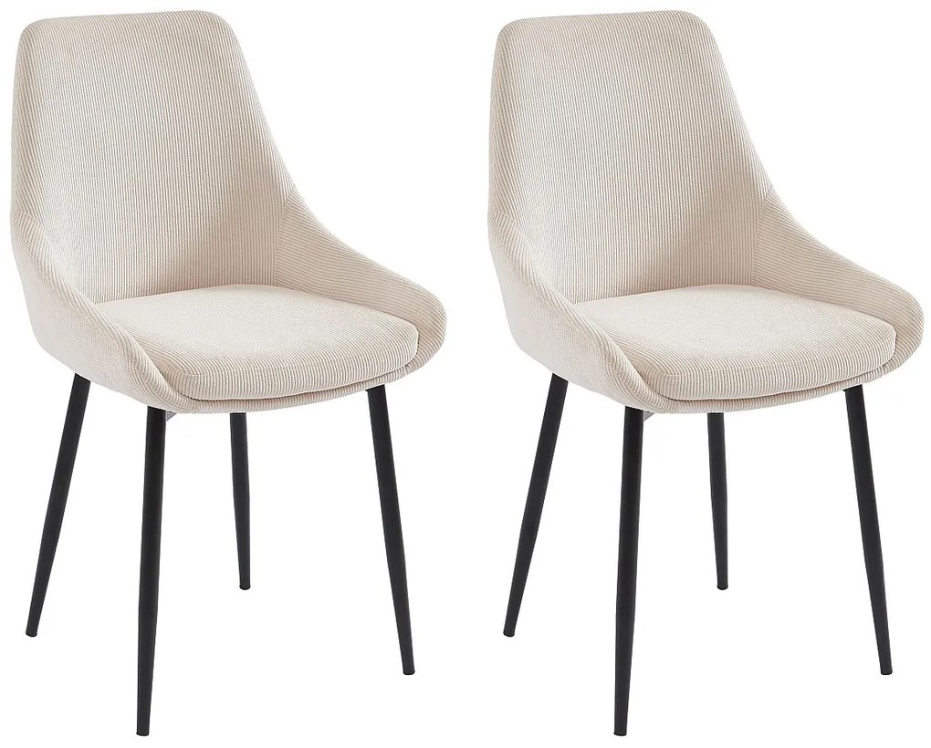 Zestaw 2 krzeseł ze sztruksu i metalu - Kremowy - MASURIE