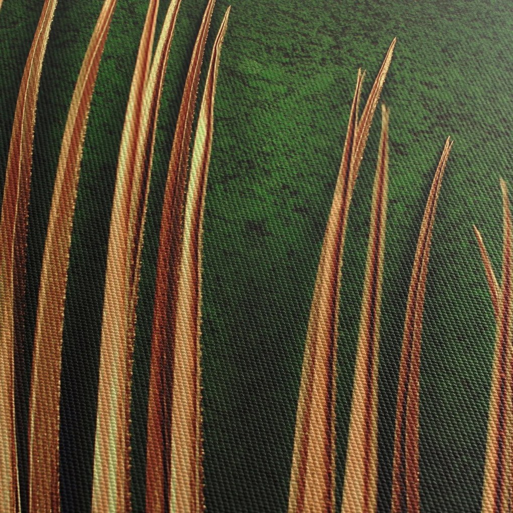 Obraz z liściem (z zegarem) (90x30 cm)