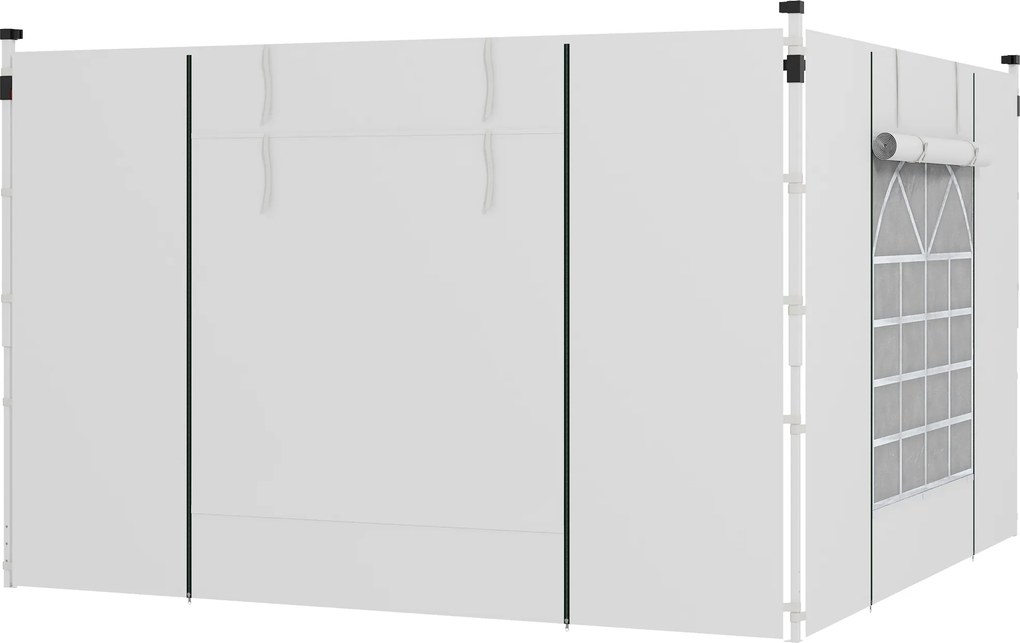 Outsunny Zasłony do Altany, Zestaw 2 szt., do altan ogrodowych 3x6m lub 3x3m, z oknami i drzwiami, Biały