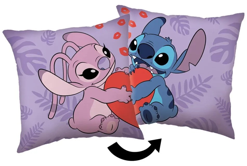 Polarowa poduszka dziecięca 40x40 cm Lilo and Stitch "Kiss" – Jerry Fabrics