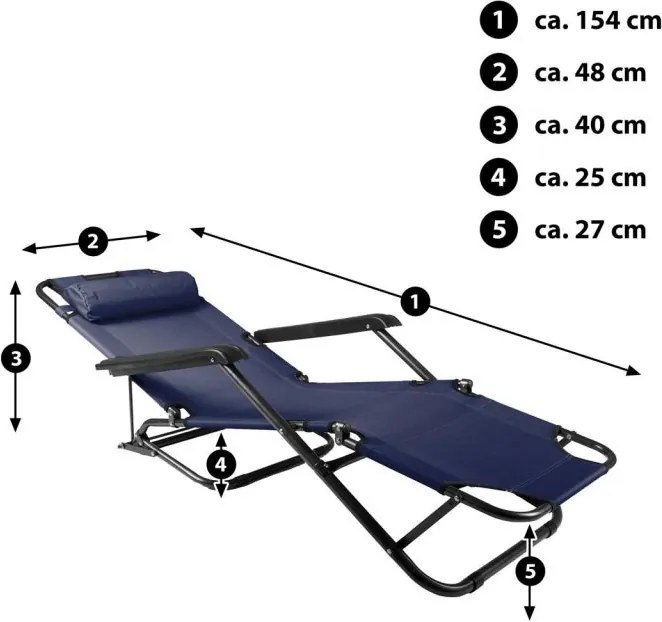 Składany leżak niebieski