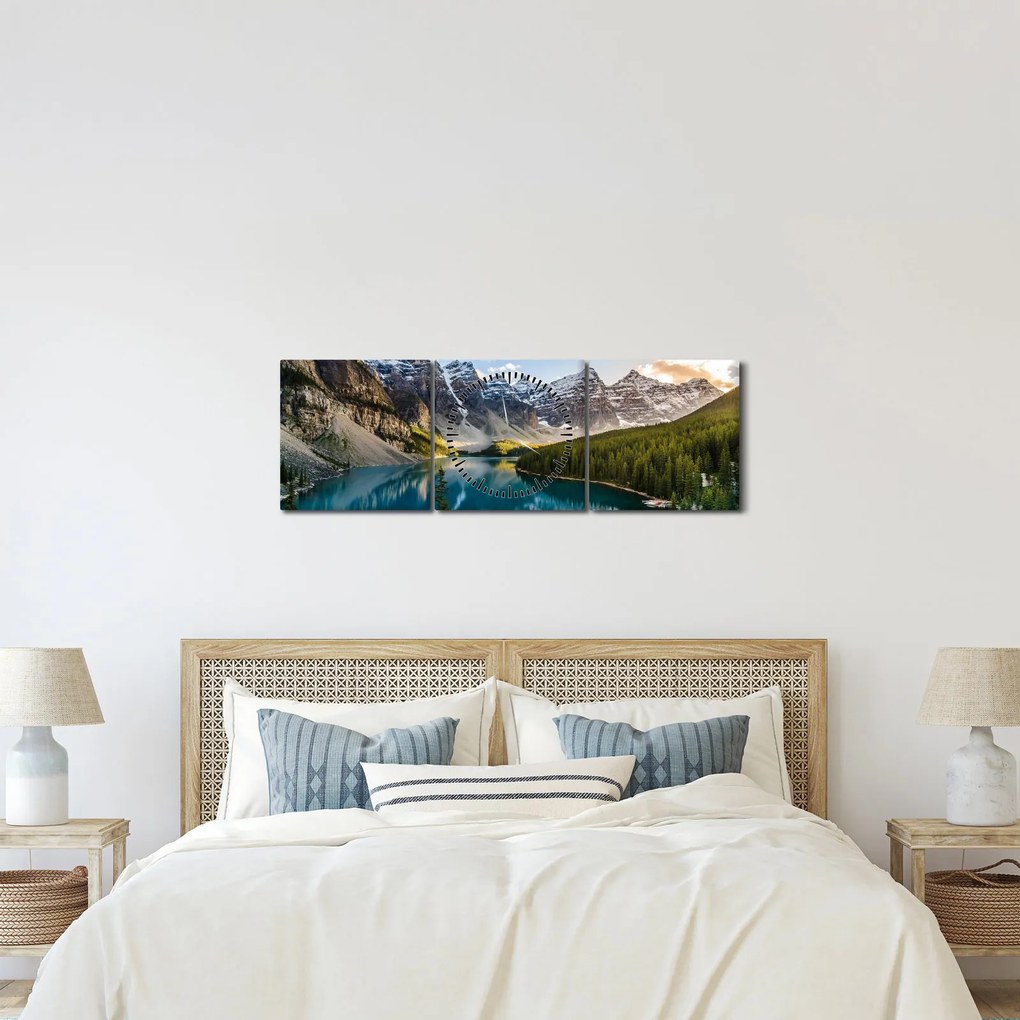 Obraz - Kanada, Park Narodowy Banff, Jezioro Moraine (z zegarem) (90x30 cm)