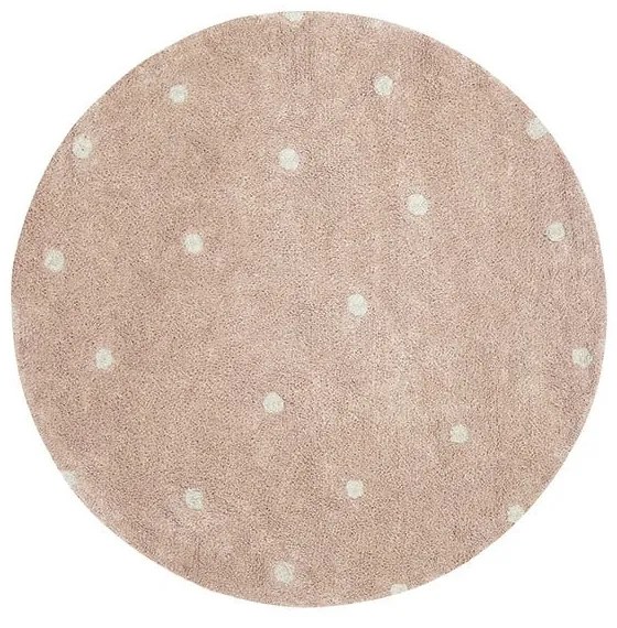 Jasnoróżowy bawełniany dywan dziecięcy tkany ręcznie odpowiedni do prania ø140 cm Round Dot Rose – Lorena Canals