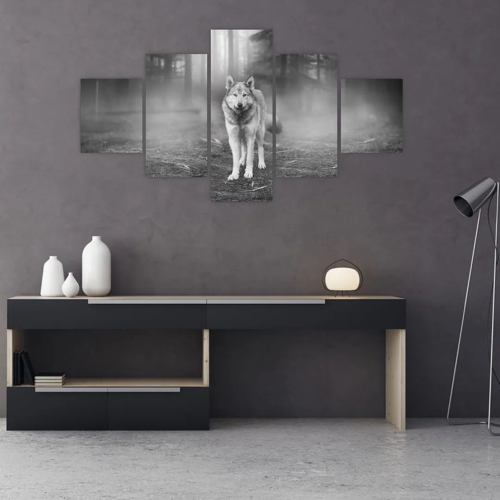 Obraz - Strażnik leśny, czarno - biały (125x70 cm)