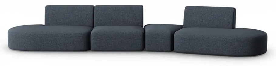 Niebieska sofa z tkaniny szenilowej prawostronna 428 cm Paolo – Milo Casa