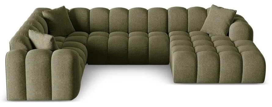 Zielony narożnik z tkaniny szenilowej (lewostronny/w kształcie litery U) Treno – Cosmopolitan Design