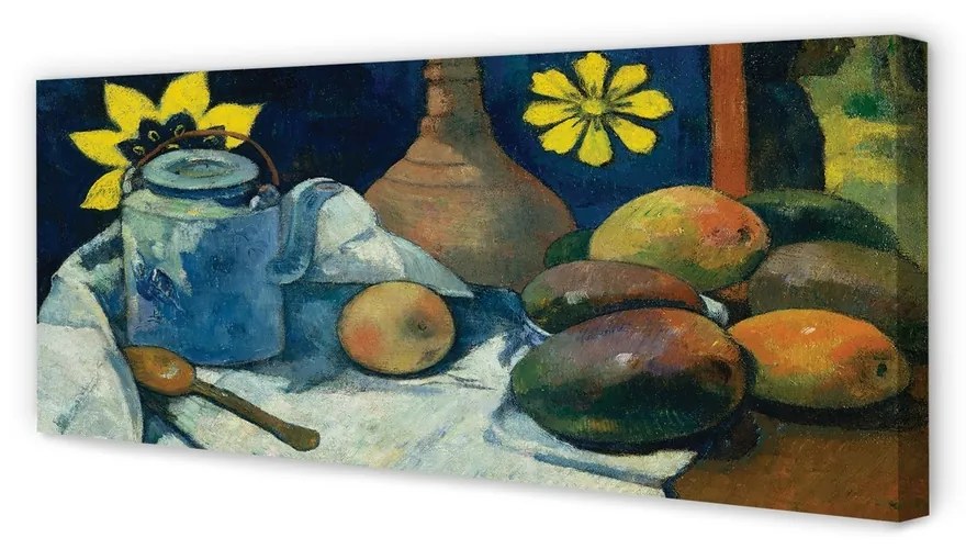 Obraz na płótnie Martwa natura z dzbankiem herbaty i owocami - Paul Gauguin