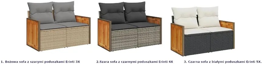 Sofa ogrodowa z czarnymi poduszkami Lizzana