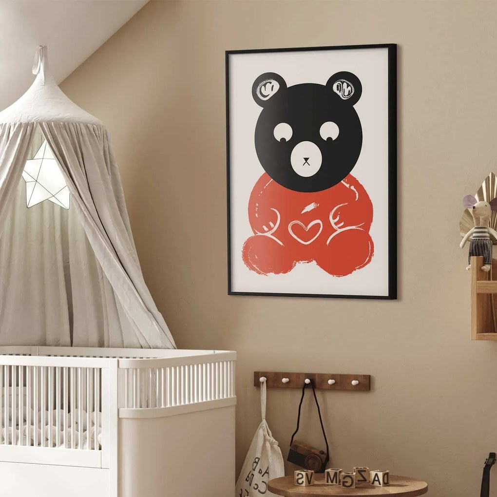 Plakat Zamyślony miś 29,7x42 cm z ramą czarną bez marginesu ARTGEIST B