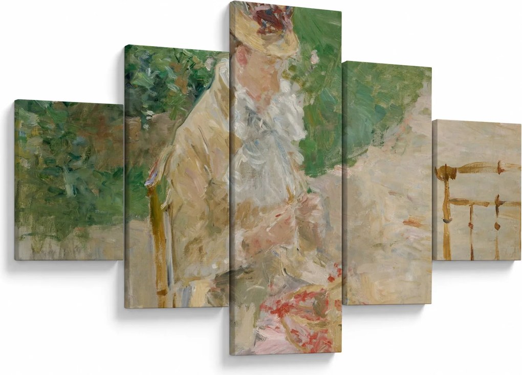 Obraz - Berthe Morisot, Young Woman Knitting, reprodukcje (125x70 cm)
