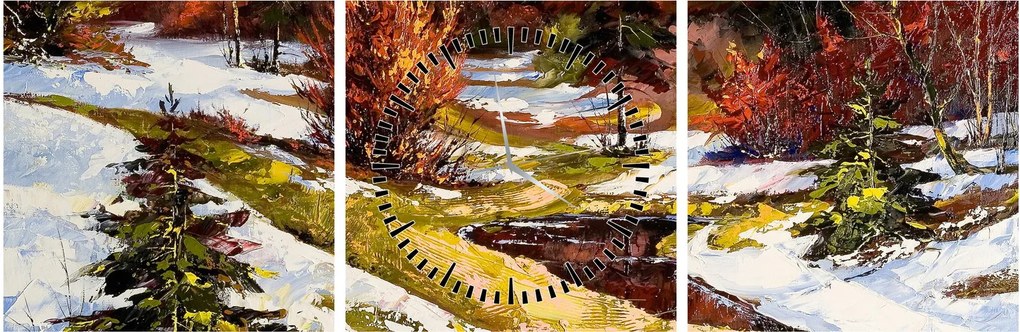 Obraz - Nadejście wiosny (z zegarem) (90x30 cm)