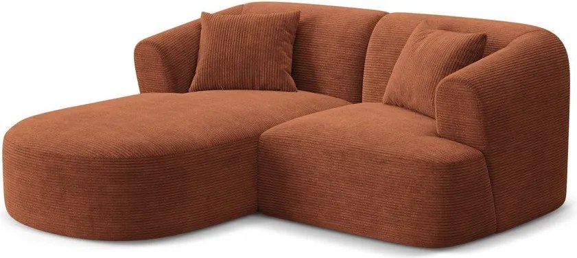 Sztruksowy narożnik (lewostronny/z szezlongiem) w kolorze terakoty Campi – Cosmopolitan Design