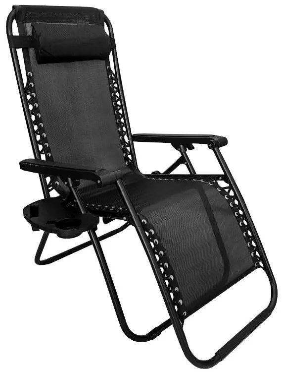 Leżak ogrodowy plażowy Zero Gravity czarny