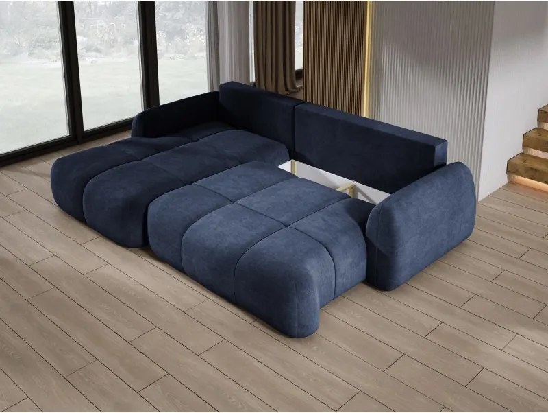 Narożnik COCO z funkcją spania, poduszkami i pojemnikiem Cloud 79 Ciemno Niebieski