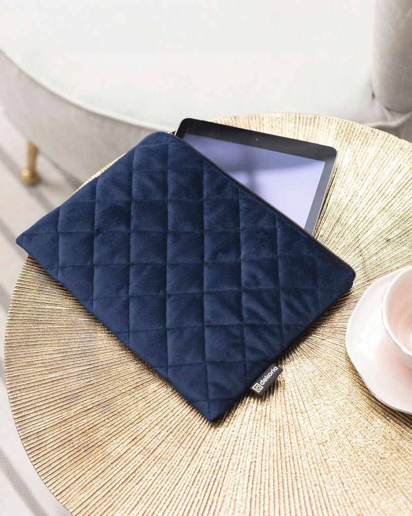 Etui na tablet Velvet kolor granatowy tkanina połyskliwa, welwetowa