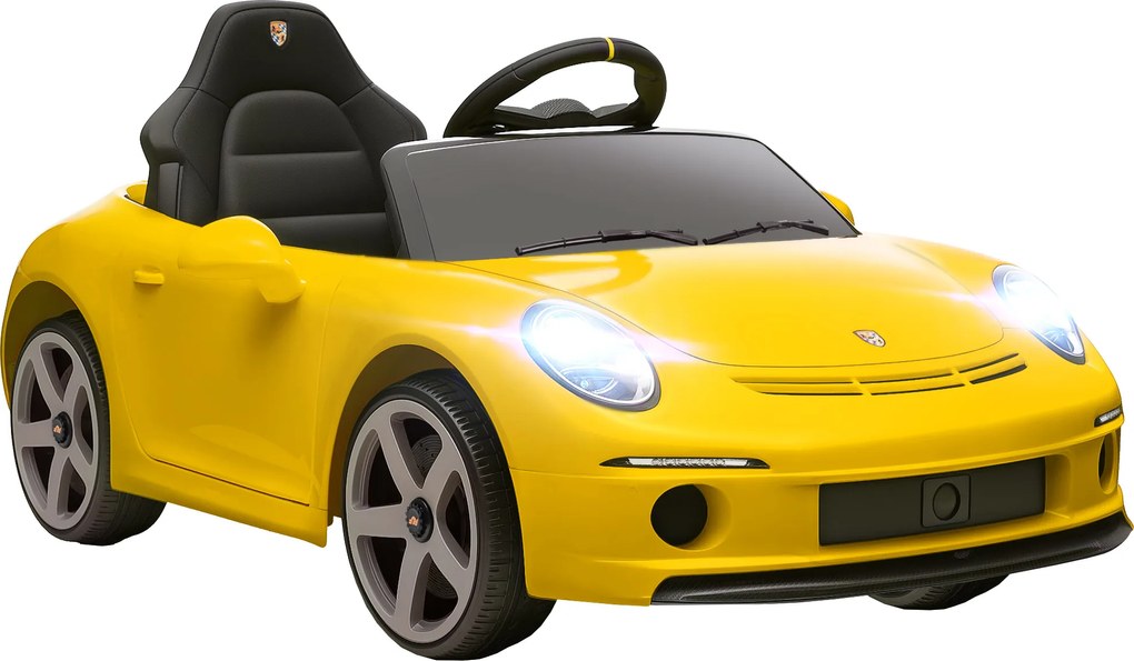 AIYAPLAY Elektryczne auto na akumulator dla dzieci z pilotem, MP3/USB, klakson, pas bezpieczeństwa — 3–5 lat, żółte