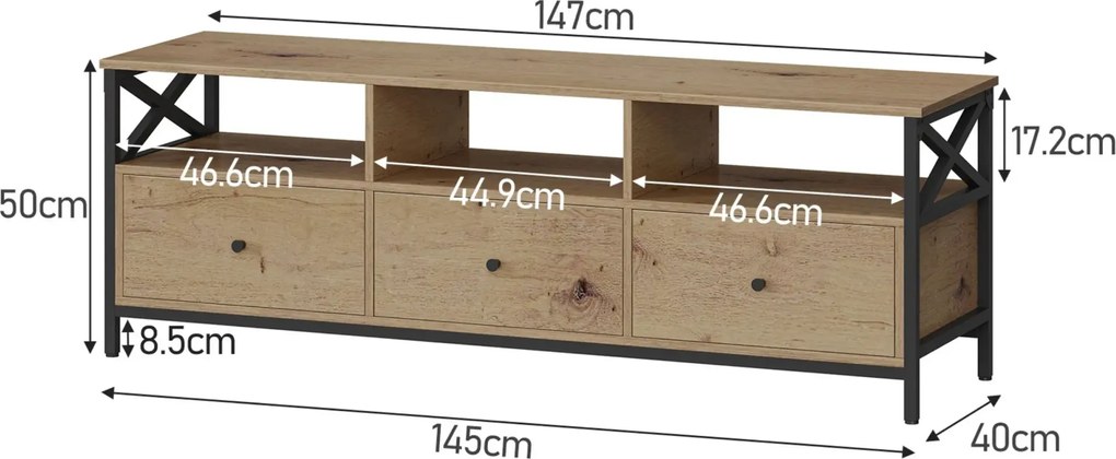 Szafka pod telewizor z szufladami dąb artisan M8-Z33