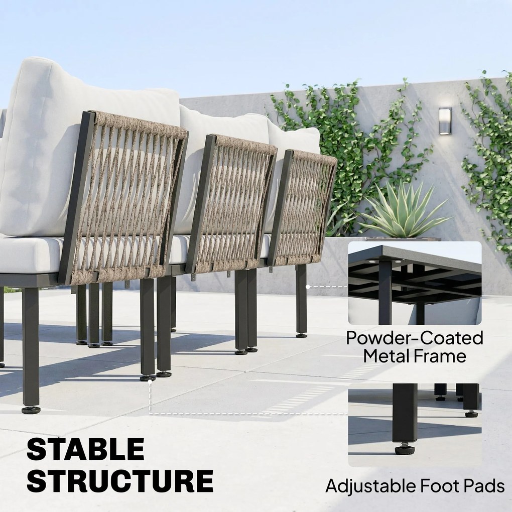 Outsunny Zestaw Mebli Ogrodowych 5-6 Osób Sofa Dwuosobowa, Krzesła, Narożnik, Stolik, Podnóżek | Aosom PL