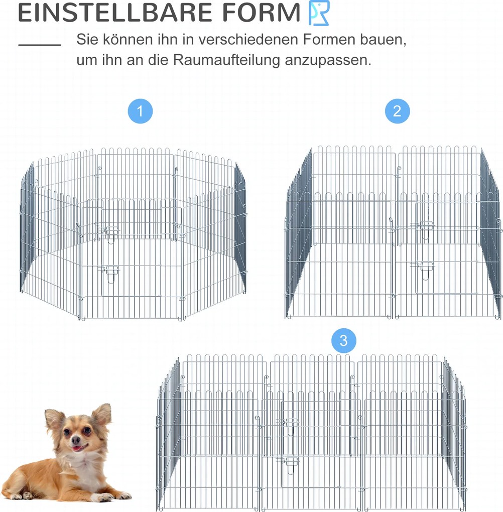 PawHut Kojec dla Szczeniąt Metalowy Wybieg Bezpieczny 63x76 cm Srebrny | Aosom PL