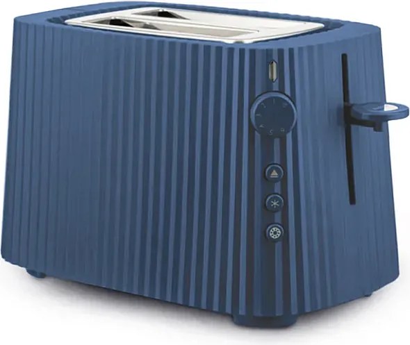 Toster Plissé Niebieski Alessi autorstwa Michele De Lucchi – 2 kromki, 6 poziomów przyrumieniania, funkcje rozmrażania i podgrzewania