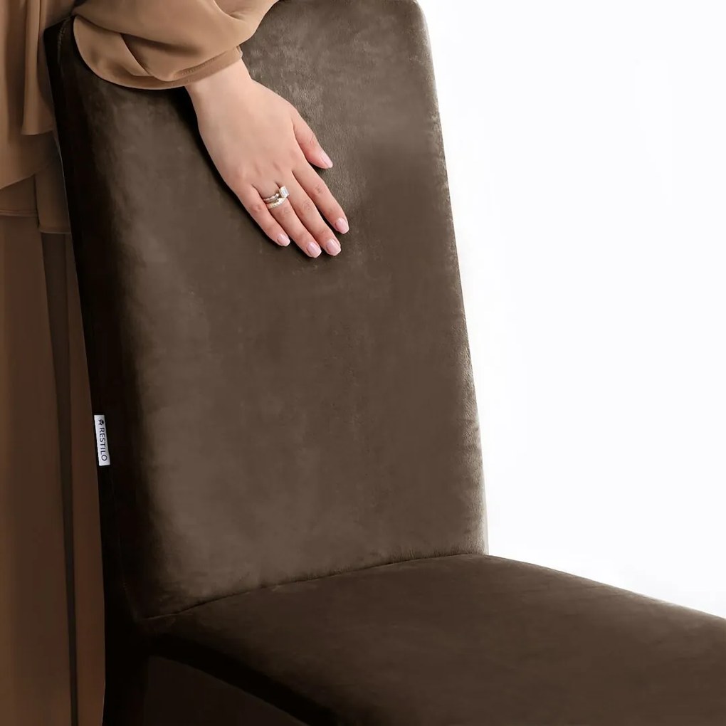 Restilo Pokrowiec na krzesło Sento ciemnobrązowy, 48 x 48 x 58 + 10 cm, zestaw 4 szt.