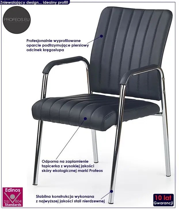 Czarny fotel konferencyjny - Verdal